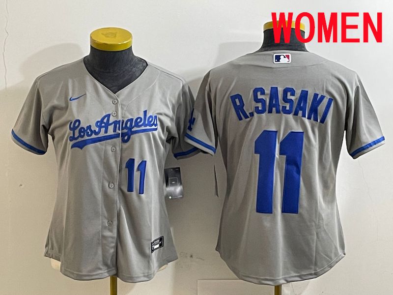 Women Los Angeles Dodgers 11 R.Sasaki Grey Game 2025 Nike MLB Jersey style 11